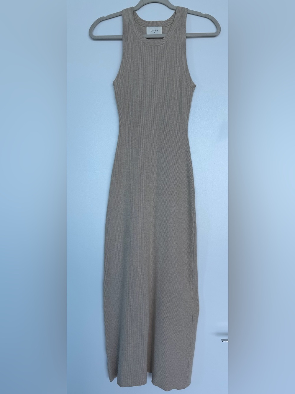 DISSH Sleeveless Ribbed Maxi Dress - Beige Oatmeal